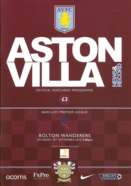 Aston Villa FC v Bolton Wanderers FC